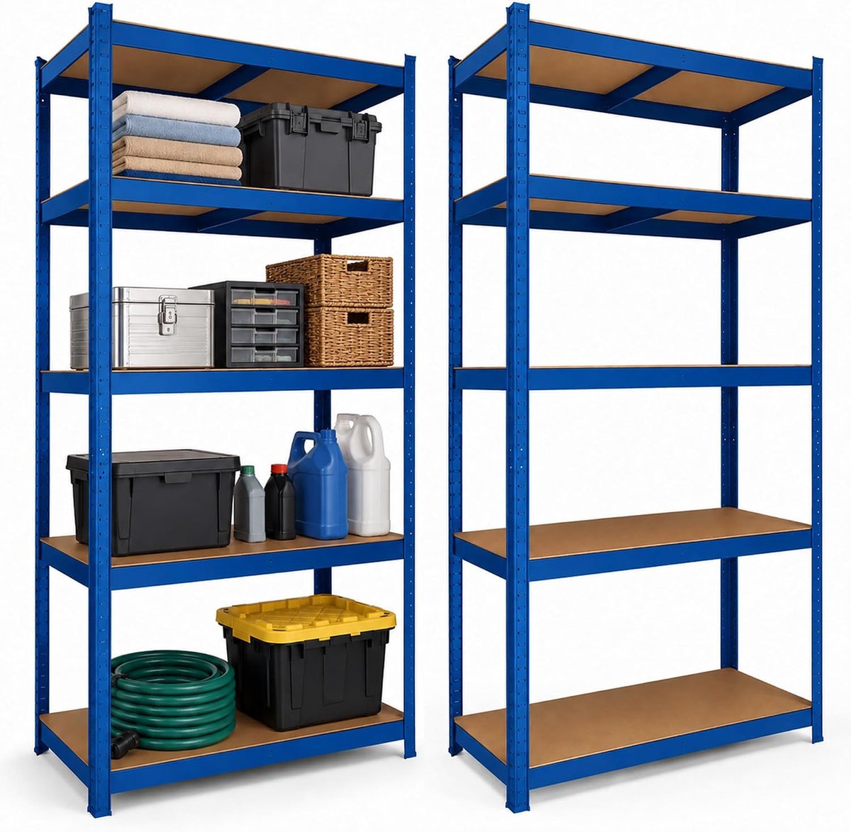 Stellingkast Blauw Set van 2 - Metalen Opbergrek - 180x90x40cm - 5