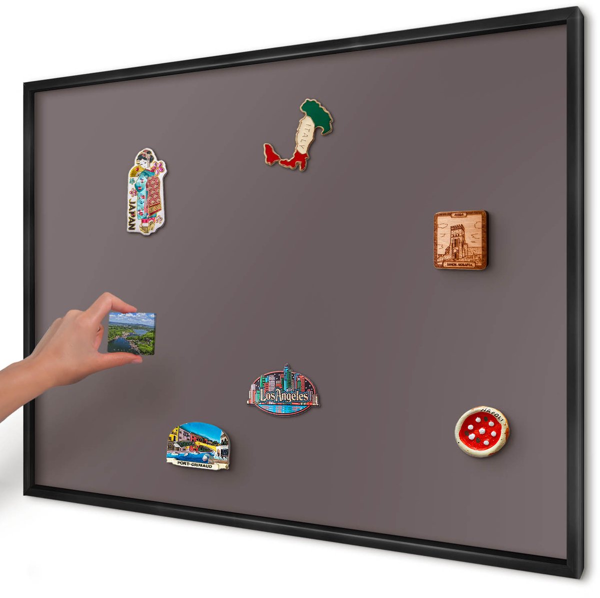 Artprintcave Bruin Magneetbord mit Zwart Frame - 100x70 cm - Vervaagd Bruin Notitiebord - Minimalist Memobord Keuken - Achtergronden En Patronen