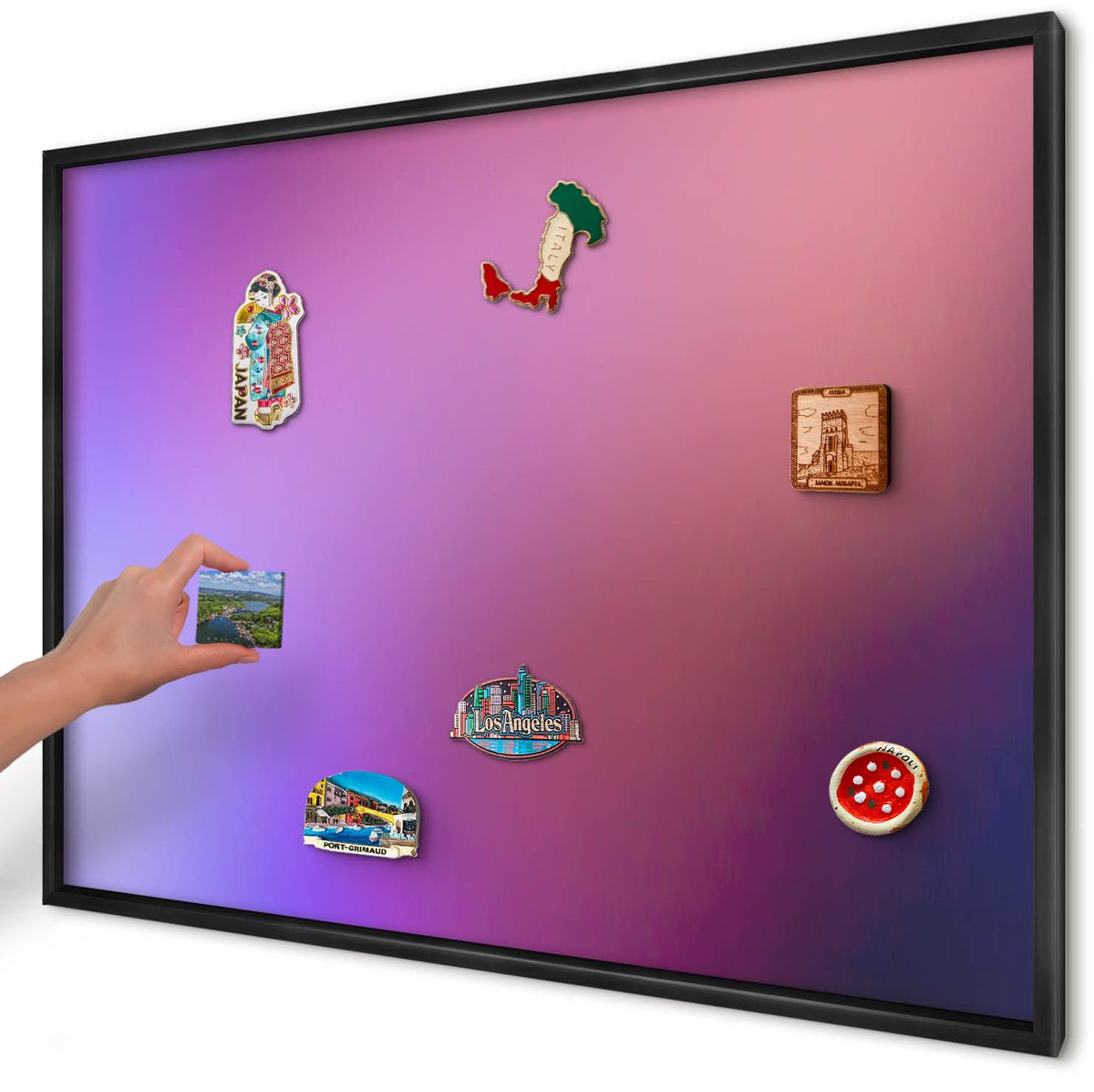Artprintcave Paars Magneetbord mit Zwart Frame - 100x70 cm - Kleuren Van Harmonie Magneet Bord mit Frame - Abstract Notitiebord - Abstractie