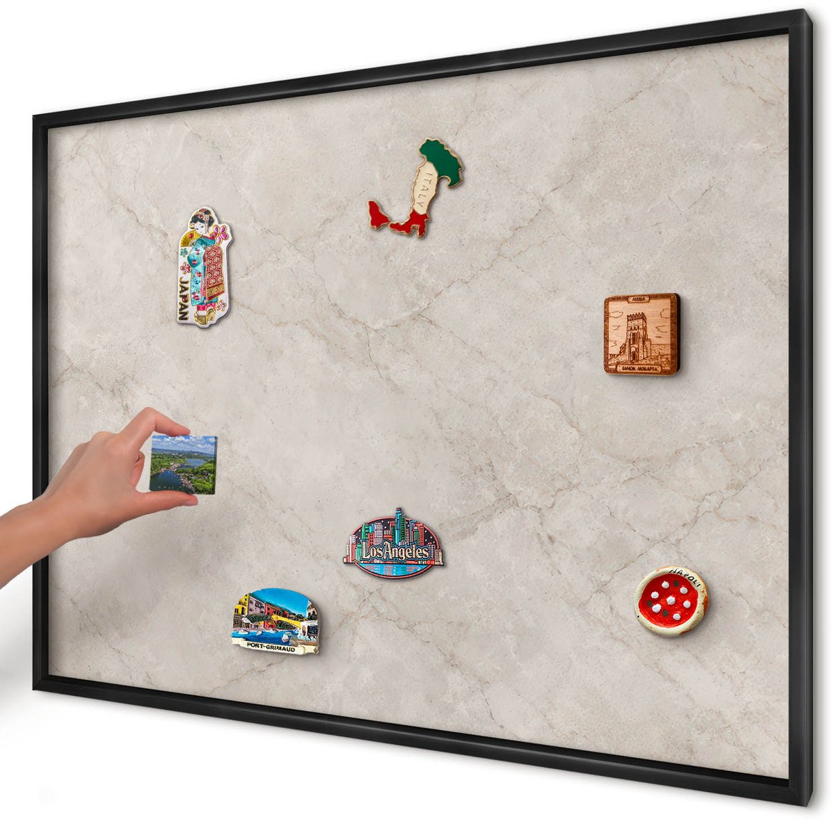 Artprintcave Wit Magneetbord mit Zwart Frame - 100x70 cm - Natuurlijke Elegantie Magneet Bord mit Frame - Klassiek Bord Voor Magneten - Texturen