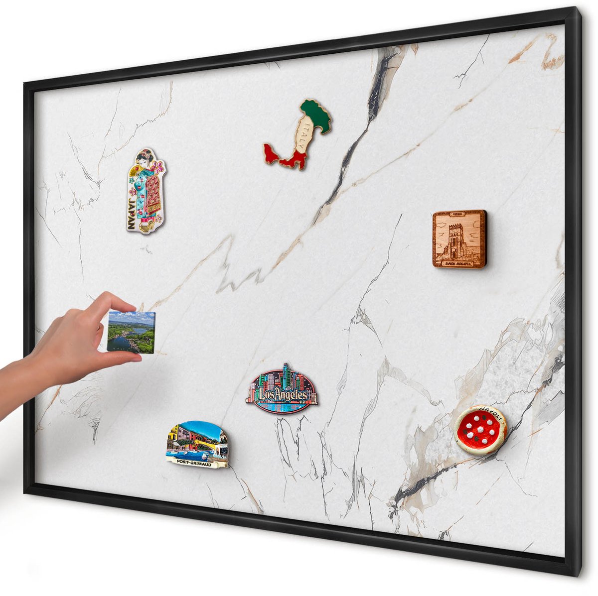 Artprintcave Wit Magneetbord mit Zwart Frame - 100x70 cm - Moderne Elegantie Magnetische Organizer - Modern Wandbord Magnetisch - Texturen