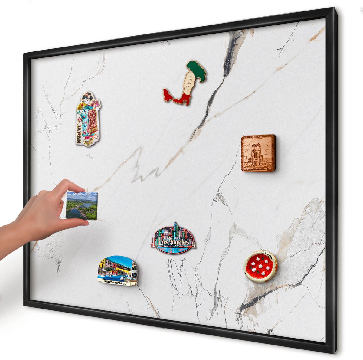 Artprintcave Wit Magneetbord mit Zwart Frame - 80x60 cm - Moderne Elegantie Bord Voor Magneten - Modern Magneet Bord mit Frame - Texturen