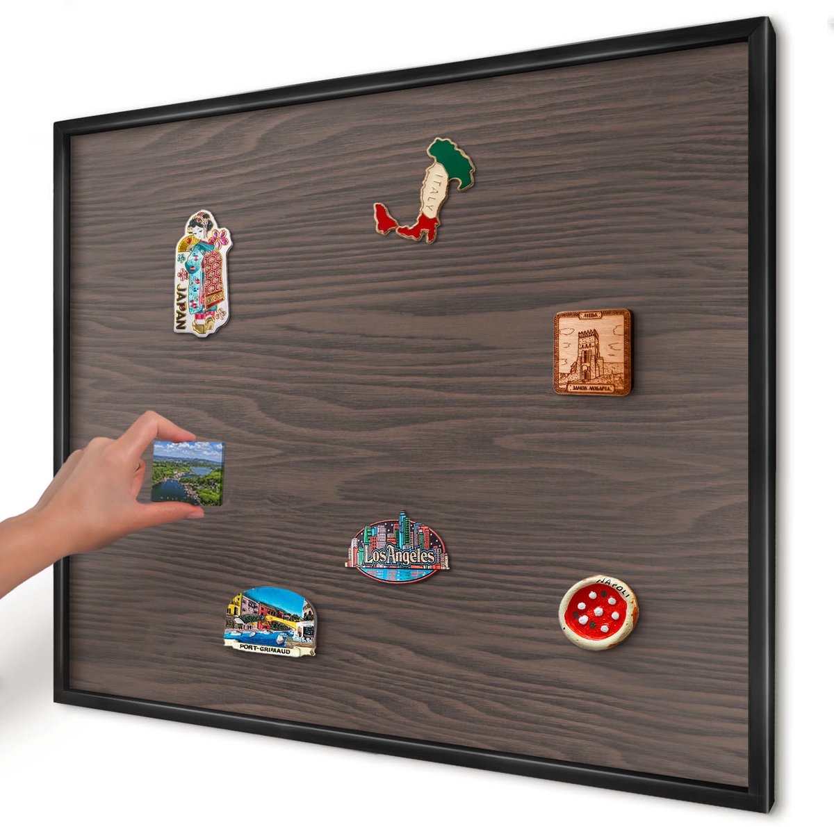 Artprintcave Bruin Magneetbord mit Zwart Frame - 80x60 cm - Natuurlijk Hout Wandbord Magnetisch - Rustiek Bord Voor Magneten - Texturen