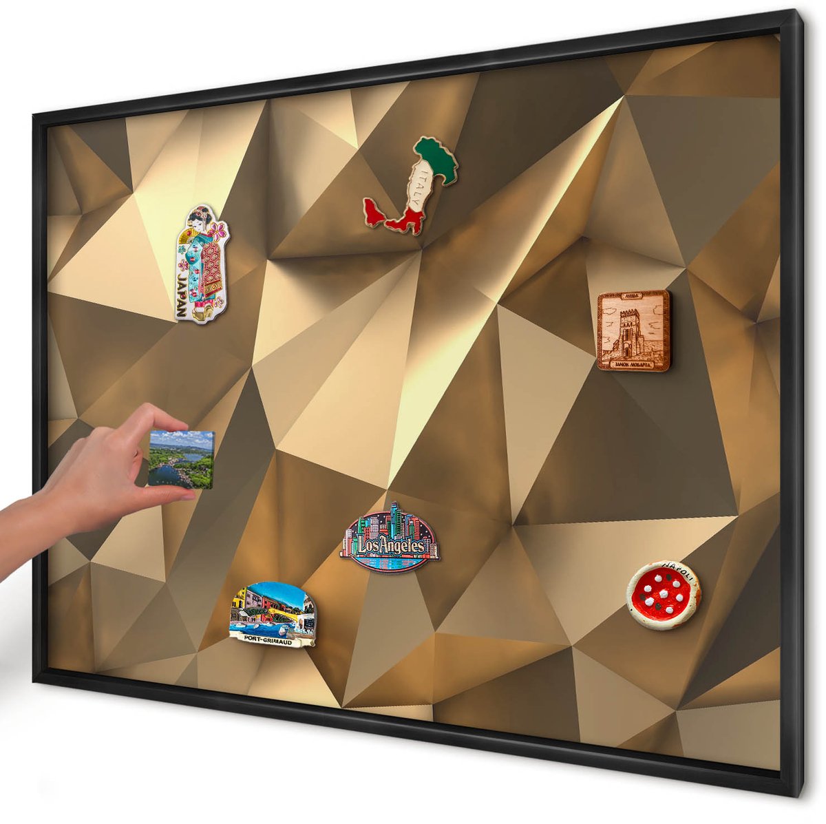 Artprintcave Bruin Magneetbord mit Zwart Frame - 100x70 cm - Warme Geometrie Memobord Keuken - Geometrische Magnetisch Bord Voor Magneten - Geometrische