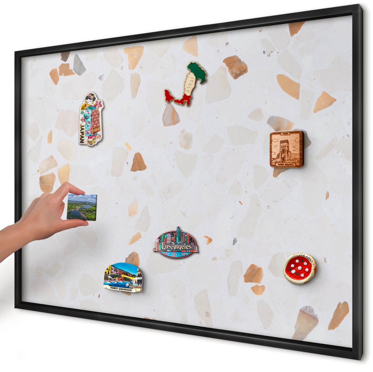 Artprintcave Wit Magneetbord mit Zwart Frame - 100x70 cm - Warm Mozaïek Notitiebord - Modern Memobord Keuken - Teksten