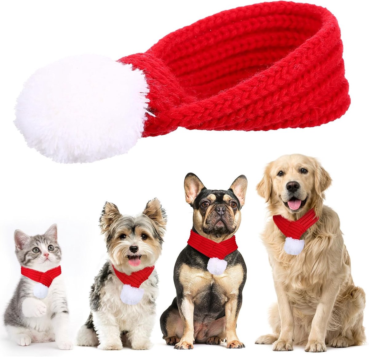 Honden Kerstkostuum Rood Hondenkleding Huisdier Kerstsjaal MiddenGroot