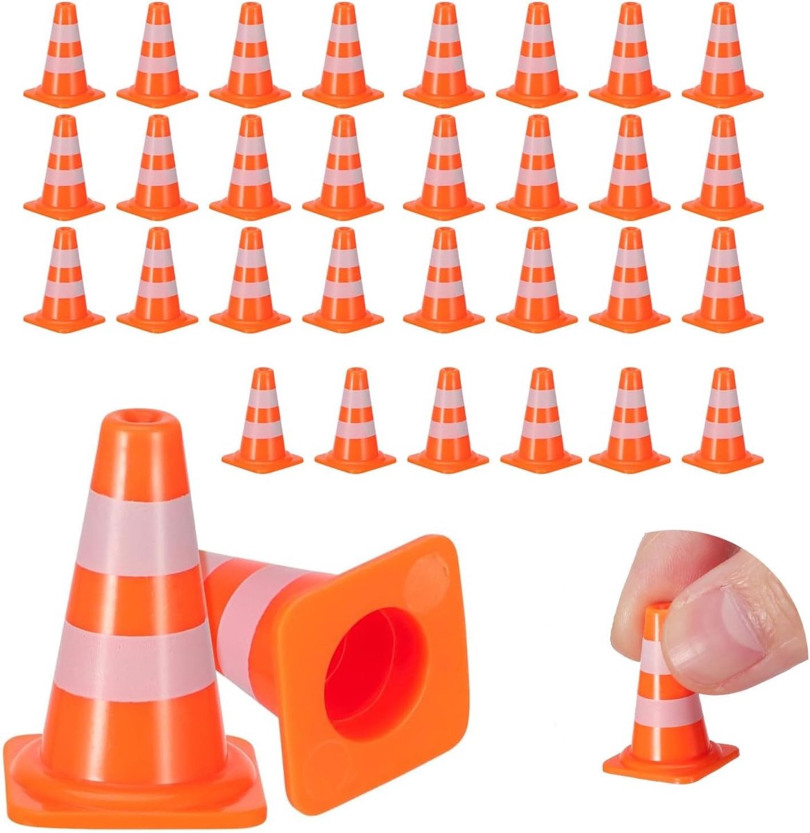 Set van 30 Miniatuur Pylonen voor Kinderen, Waarschuwingsconen, Verkeerseducatie en Rollenspel Activiteiten
