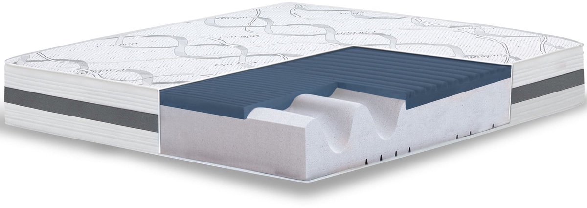 White Stone The White Stone Traagschuim Matras 70x190 cm Hoogte 22 cm | Hypoallergeen en Ademend Tijk | Orthopedische Zelfvormende Eigenschappen | Medium-Stevig | Gemaakt in Italië Bianco, Grigio