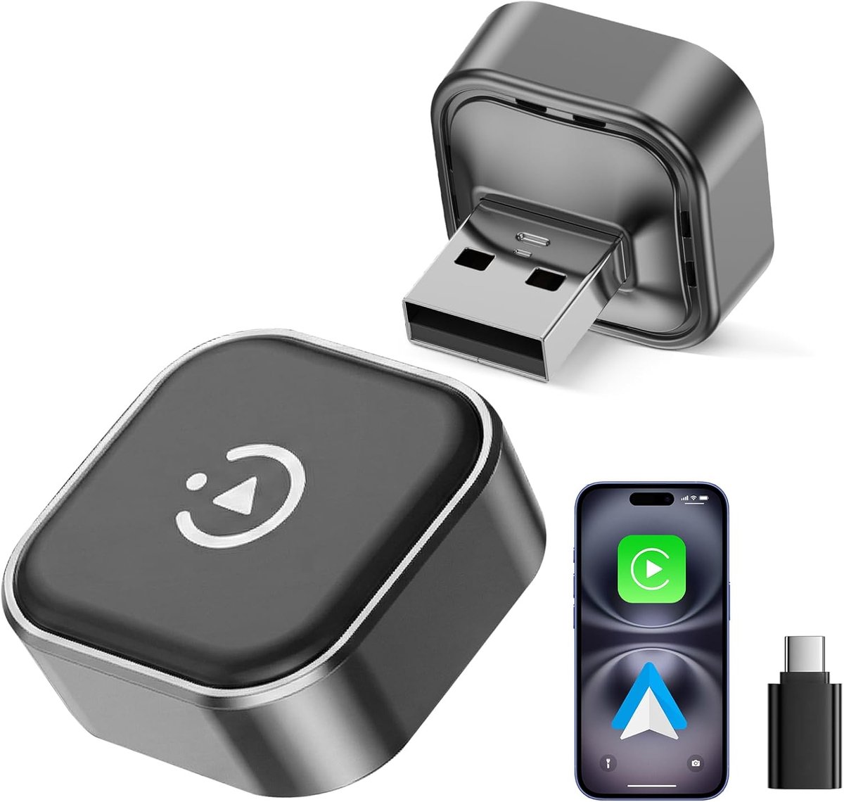 CarPlay en Android Auto draadloze adapter - Ultra mini 2-in-1 - Plug & Play - Voor snelle verbinding - ShopVlot