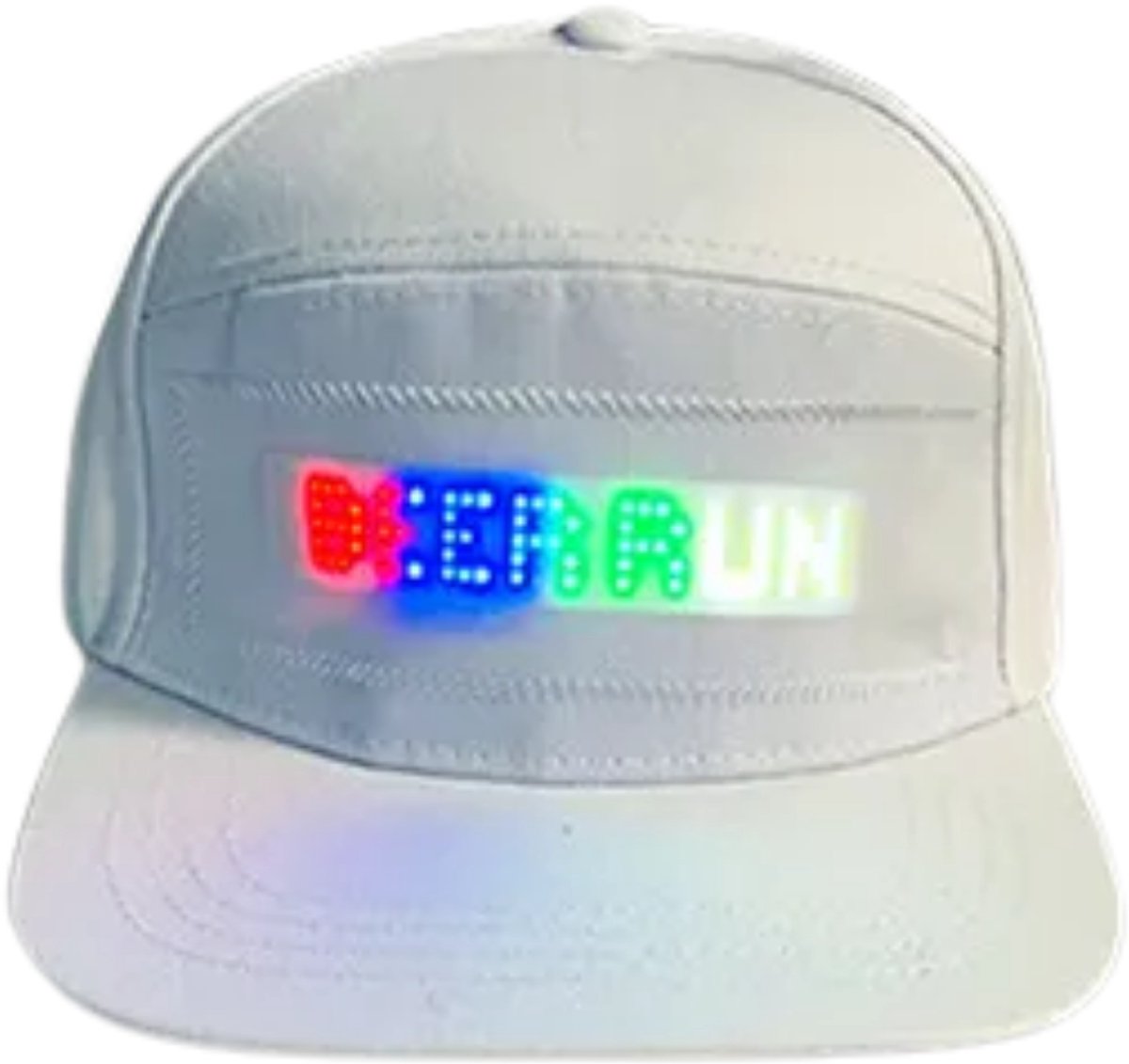 Doppler LED Snapback Pet – Programmeerbaar LED Display via App – Bluetooth – USB Oplaadbaar – Festival & Feest – Wit