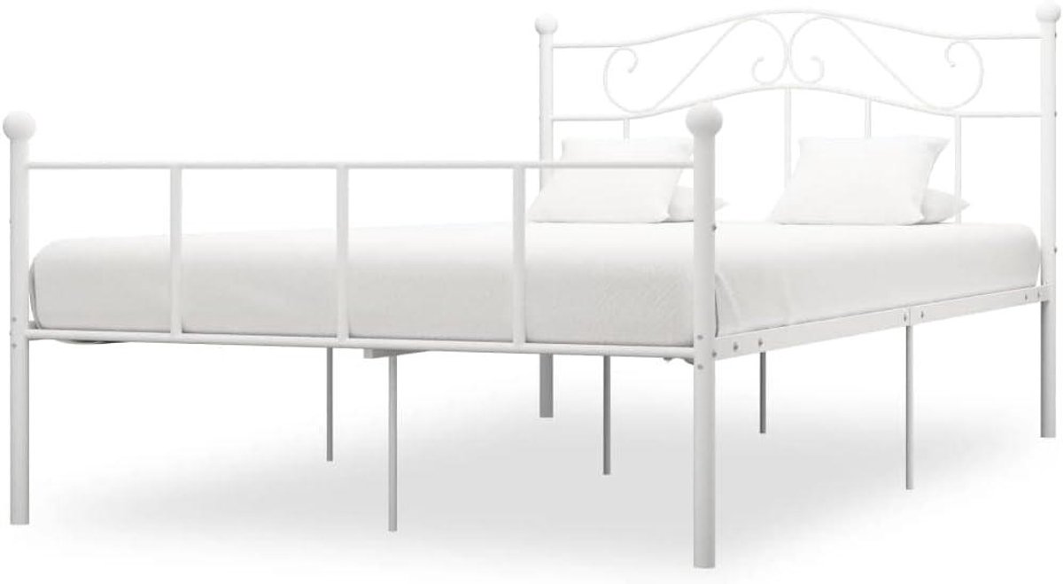 Metalen Bedframe - Bedframe met lattenbodem - Slaapkamer inrichten - Robuuste metalen constructie - 160 x 200 cm - Wit