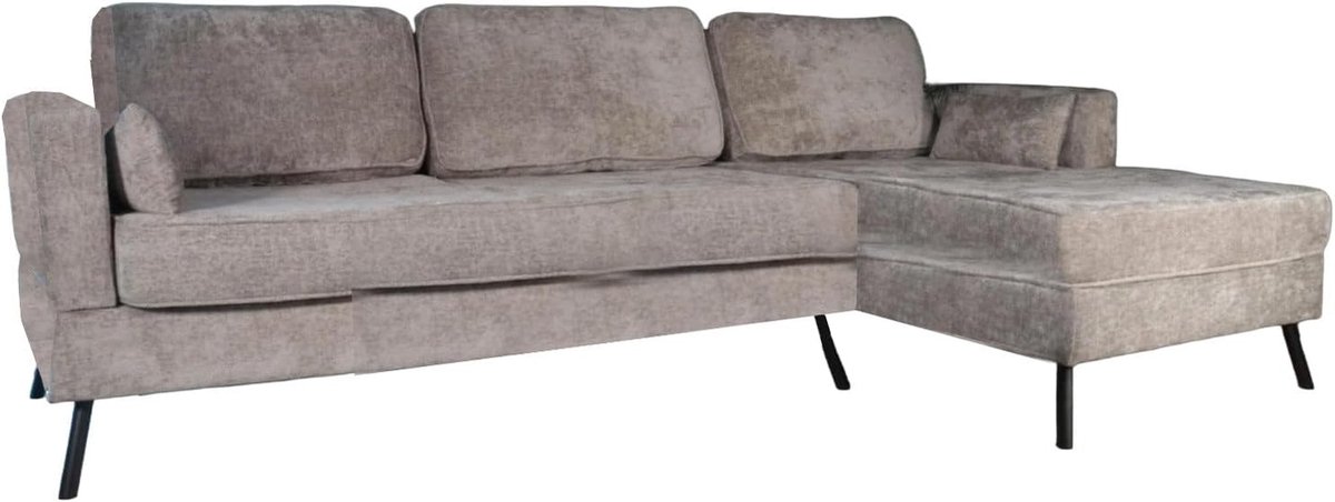 Hoekbank design Lizza 270 cm - grijze chenille - zowel links als rechts - eenvoudig te monteren - ShopVlot