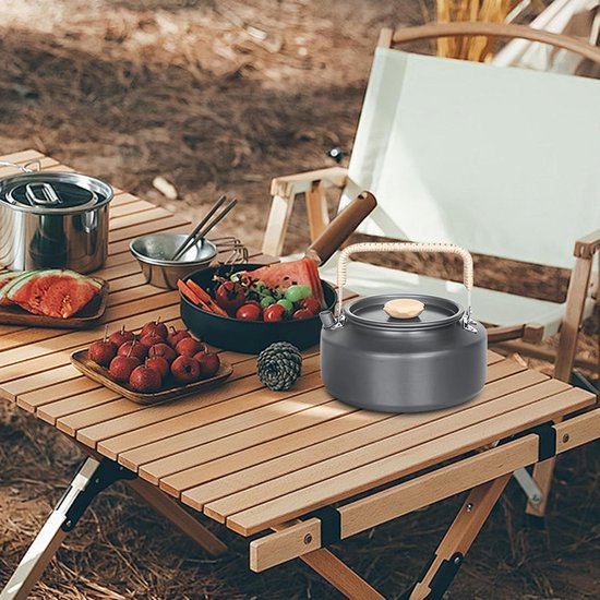 Outdoor Theepot - Waterkoker Ketel - Buiten Koken - Ergonomisch Handvat - 1.1 Liter - Grijs — afbeelding 2