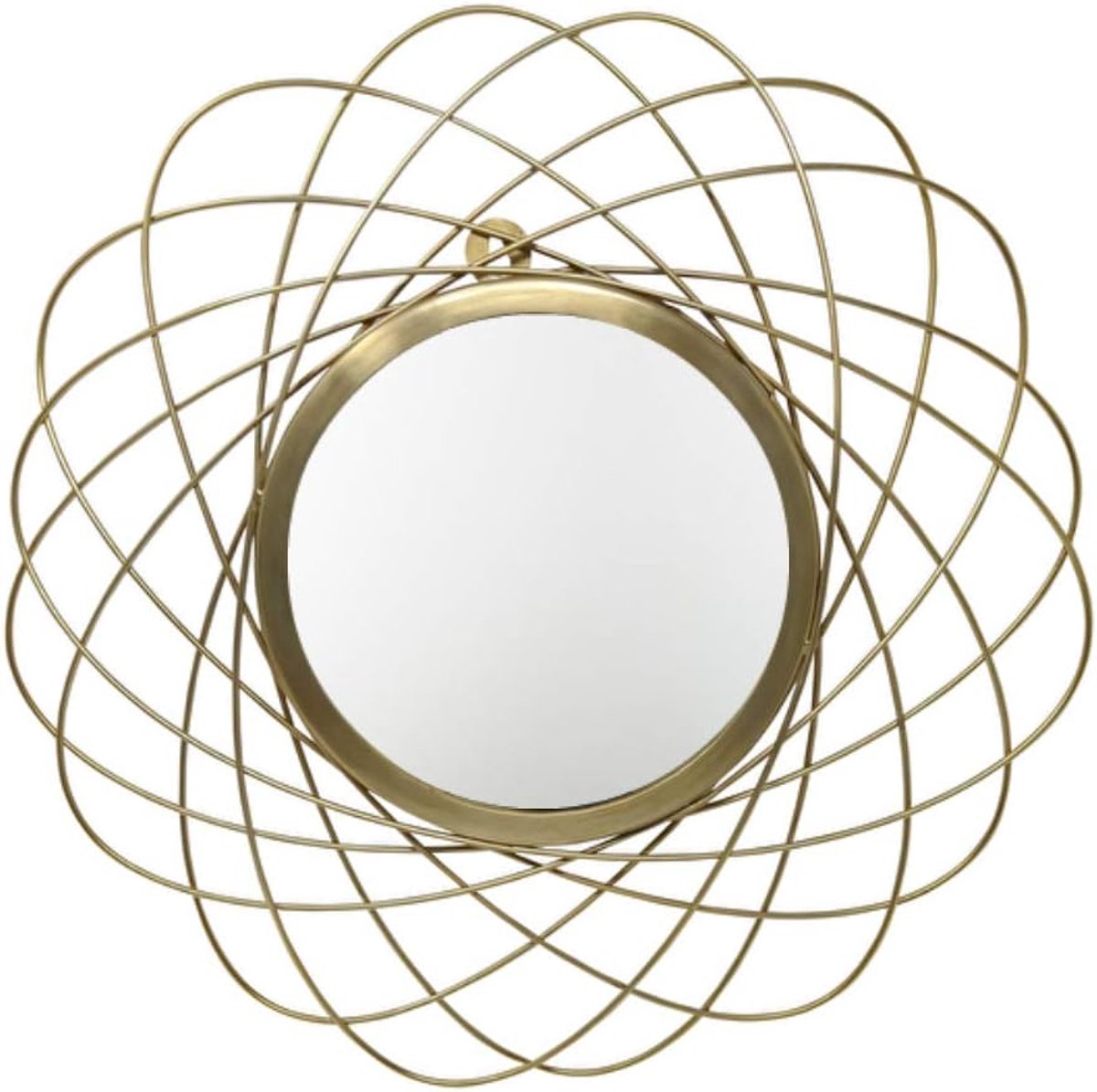 SnelShoppen - Wandspiegel Ayna - Spiegel van ijzer in goud voor aan de muur, Ø 44,5 cm - Decoratieve wanddecoratie en praktische spiegel voor entree e