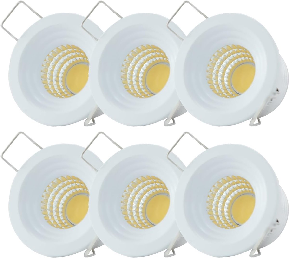 6 stuks mini-inbouwspots, set van 3 W, kleine spots met transformator (vervangbaar), aluminium buitenbehuizing, LED vast ingebouwde inbouwspots voor glazen ruimte, balkon, doe-het-zelf