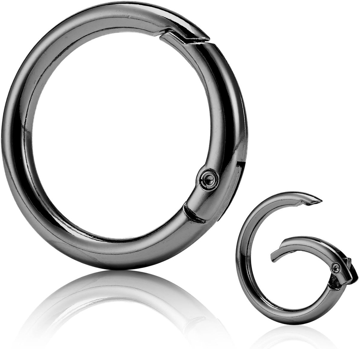 10 stuks Trigger Spring Gate O-ringen, metalen ronde veer split karabijnhaak clip voor sleutelhangers, sleutelhangers, handtas, portemonnee, portefeuilles, tassen, doe-het-zelf decoraties (Gunmetal 25