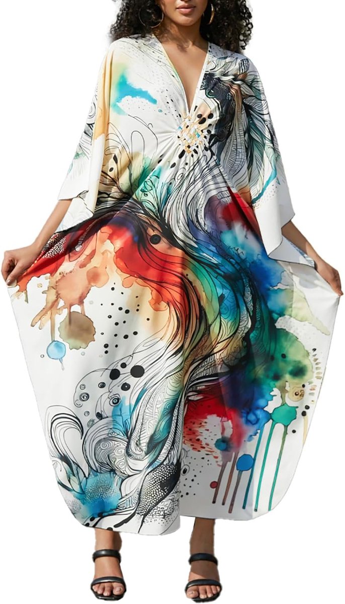 katoenen kaftan voor dames, loungewear, boho thuiskleding, oversized