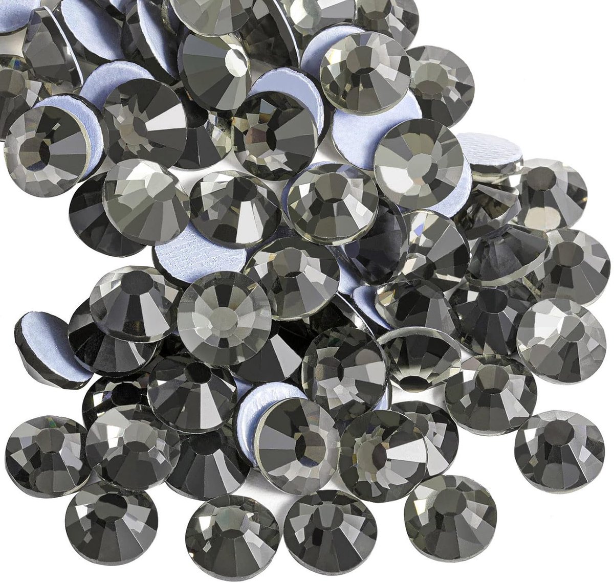 Strassteentjes, hitteefix strass-steentjes om te knutselen, hotfix kristallen ronde edelstenen, zwartdiamant, SS30, 6.3-6.5 mm