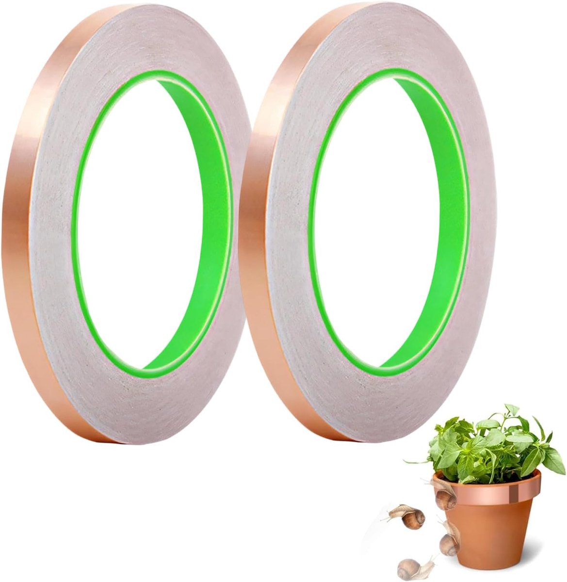 tegen slakken, 2 rollen koperband, zelfklevend, 20 m x 6 mm