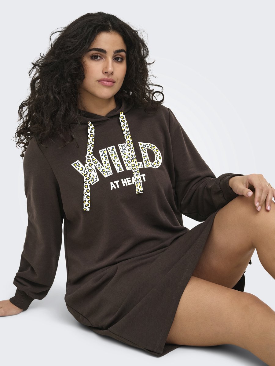 ONLY CARMAKOMA - CAREZA LIFE LS HOODI SWEAT ABK DRESS JRS - Meisjes - Mini jurken