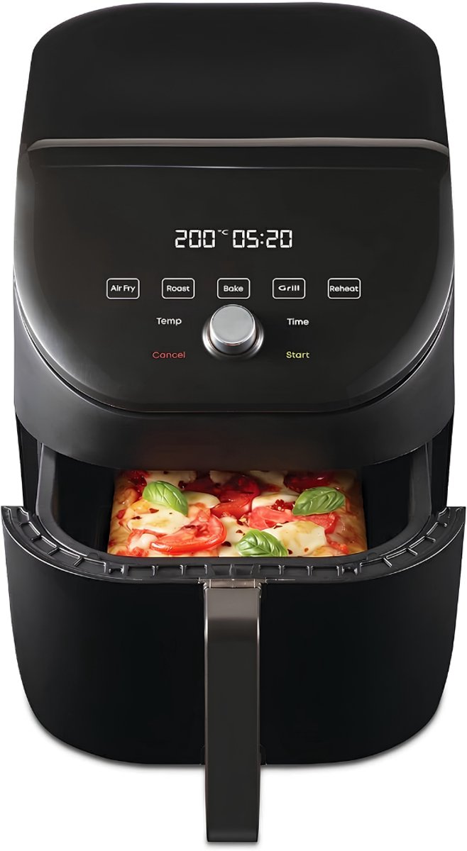 SNJY® Mini Airfryer - Airfryer Klein - Camping Airfryer - 5,7 Liter - 5-in-1 - 1700W - Zwart