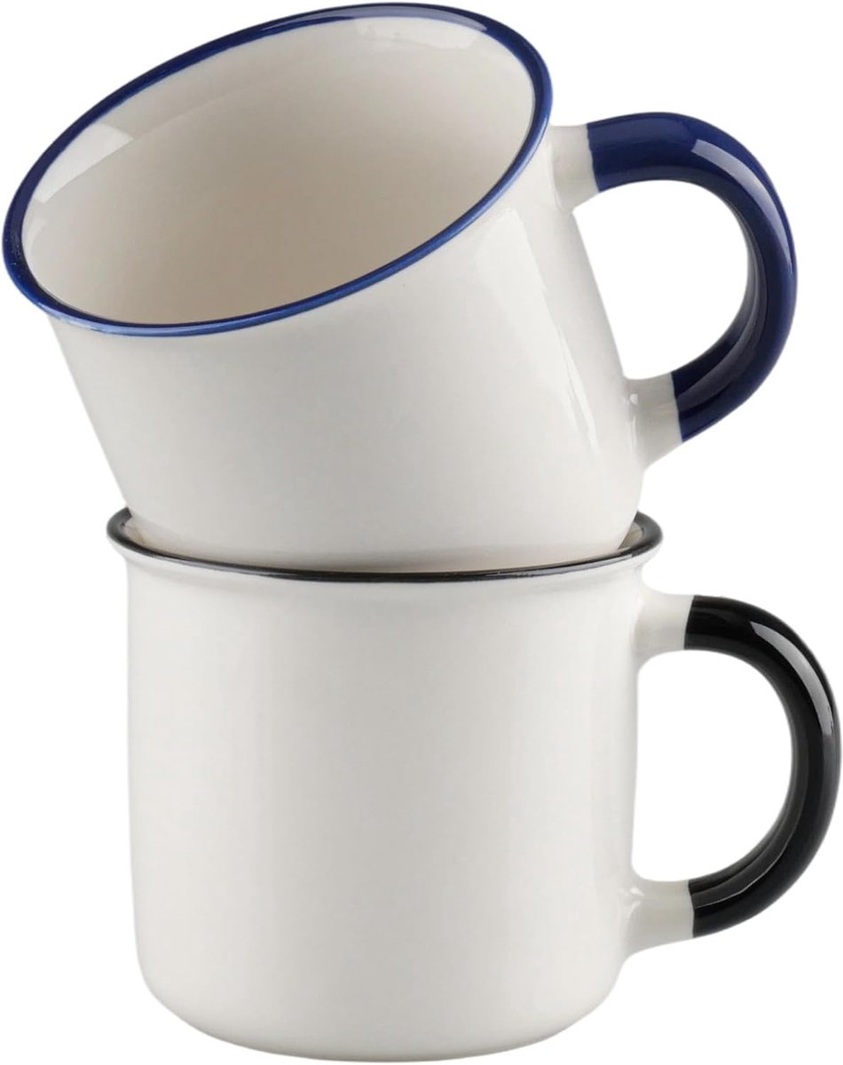 Mokken in retrostijl, email, 420 ml, vaatwasmachinebestendig, voor