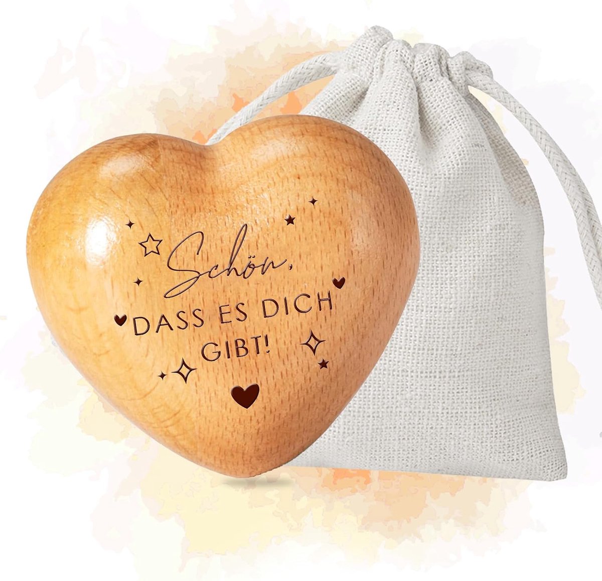 Handschmeichler Geluksbrenger - Houten hart met gravure | Moed gevend cadeau, Beschermengel, Beterschap geschenken, Motivatiegeschenken, Decoratie, voor Familie Vrienden Examen Kinderen (MOOI)