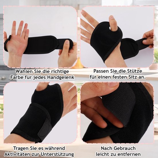 Polsbandage voor kinderen, 4 stuks, verstelbare polssteun in 3 kleuren (zwart, roze, grijs) voor kinderfitness, sport en dagelijkse activiteiten — afbeelding 2