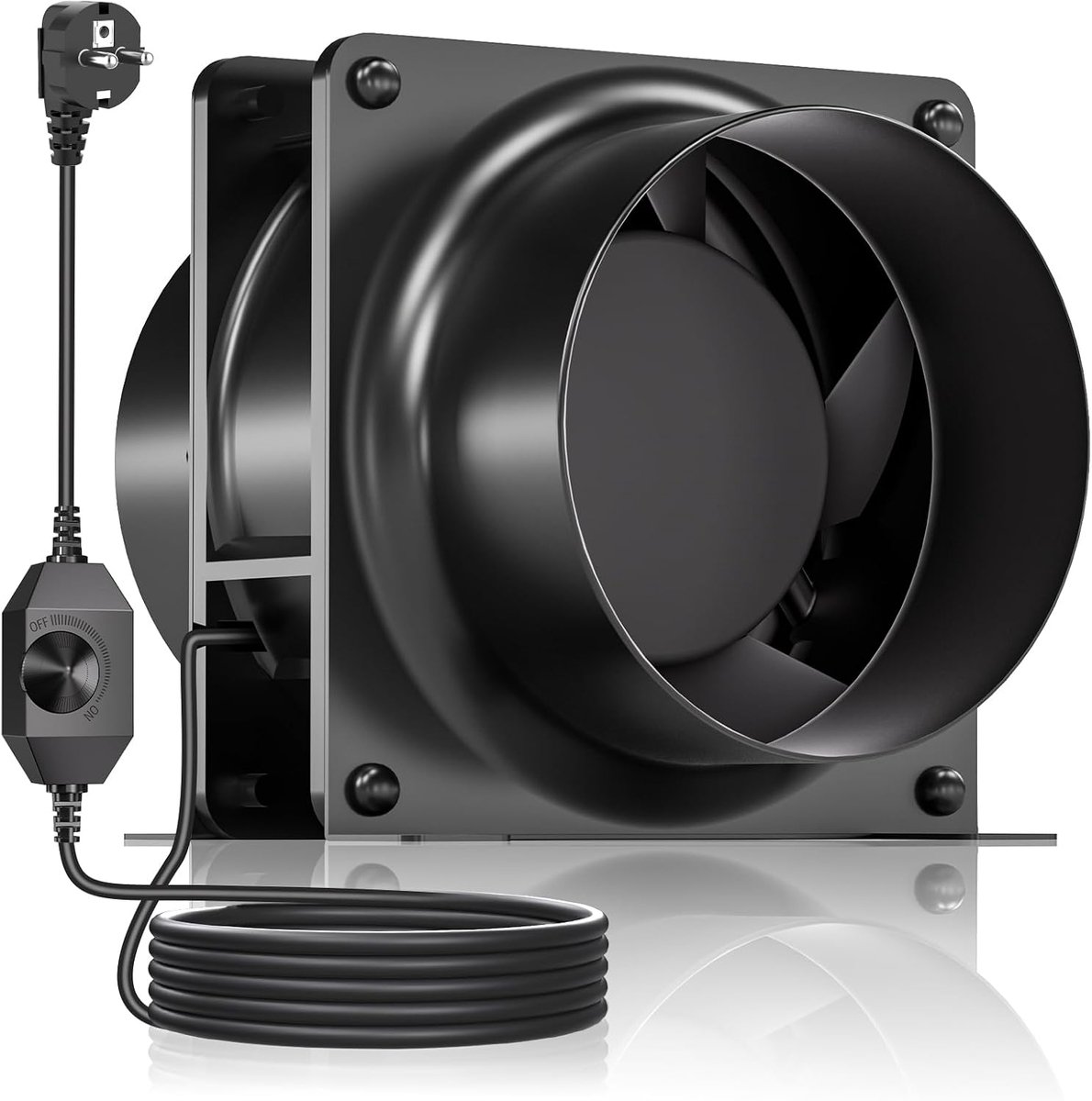 Power Buisventilator, regelbaar, 100 mm, afvoerventilator, 199 m³/u, axiale ventilator, stil, voor keuken, badkamer, garage, kelder, kweektent, zwart
