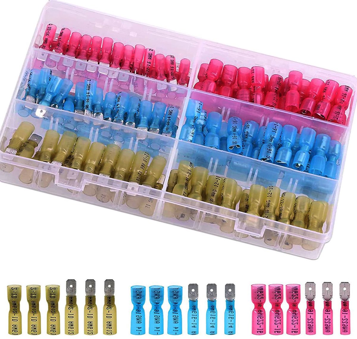 150 stuks kabelverbinders, 22-10 Awg, kabelschoenen, platte stekker