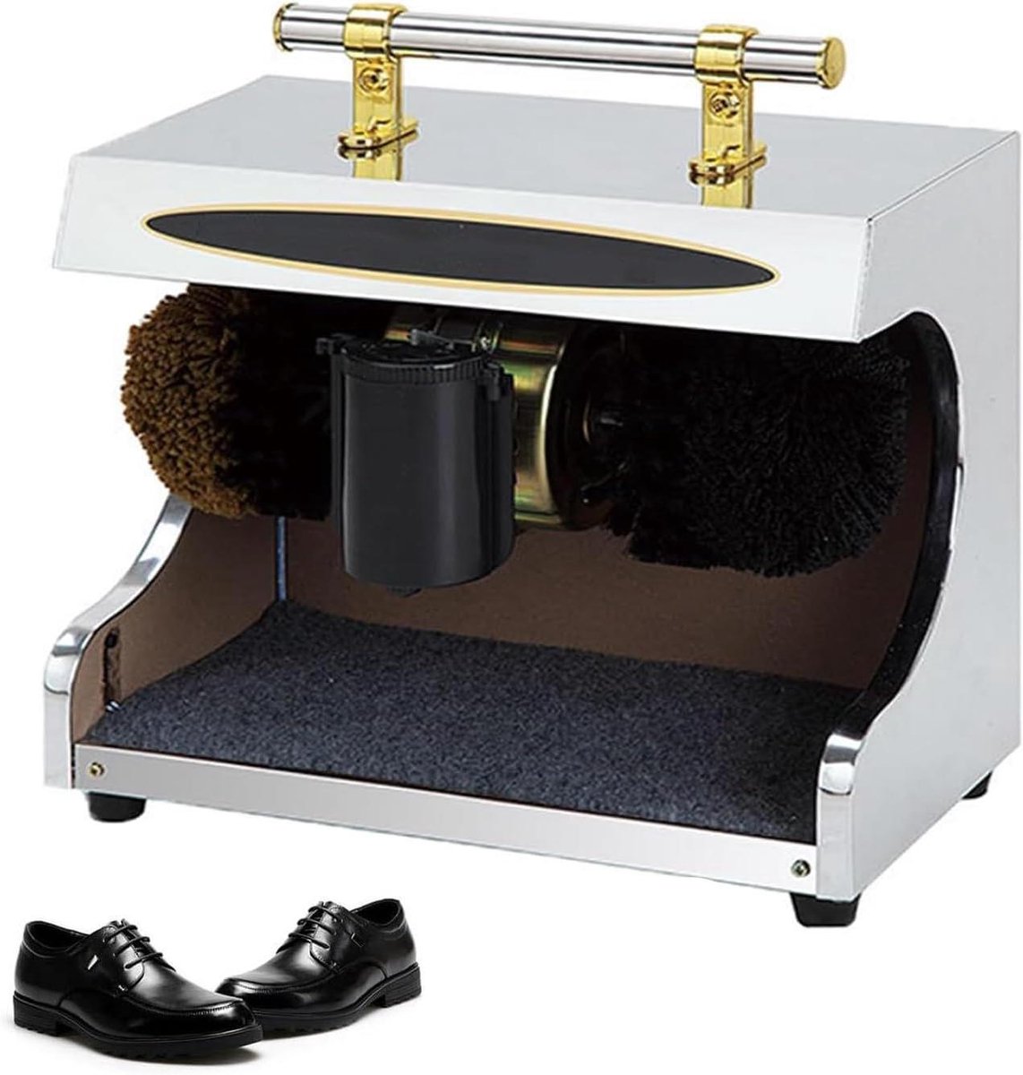 Automatische Schoenpoetsmachine - Schoenpoetser Elektrisch - Schoenen Glanzend Houden - Dubbele Borstels - 7 kg - Zwart