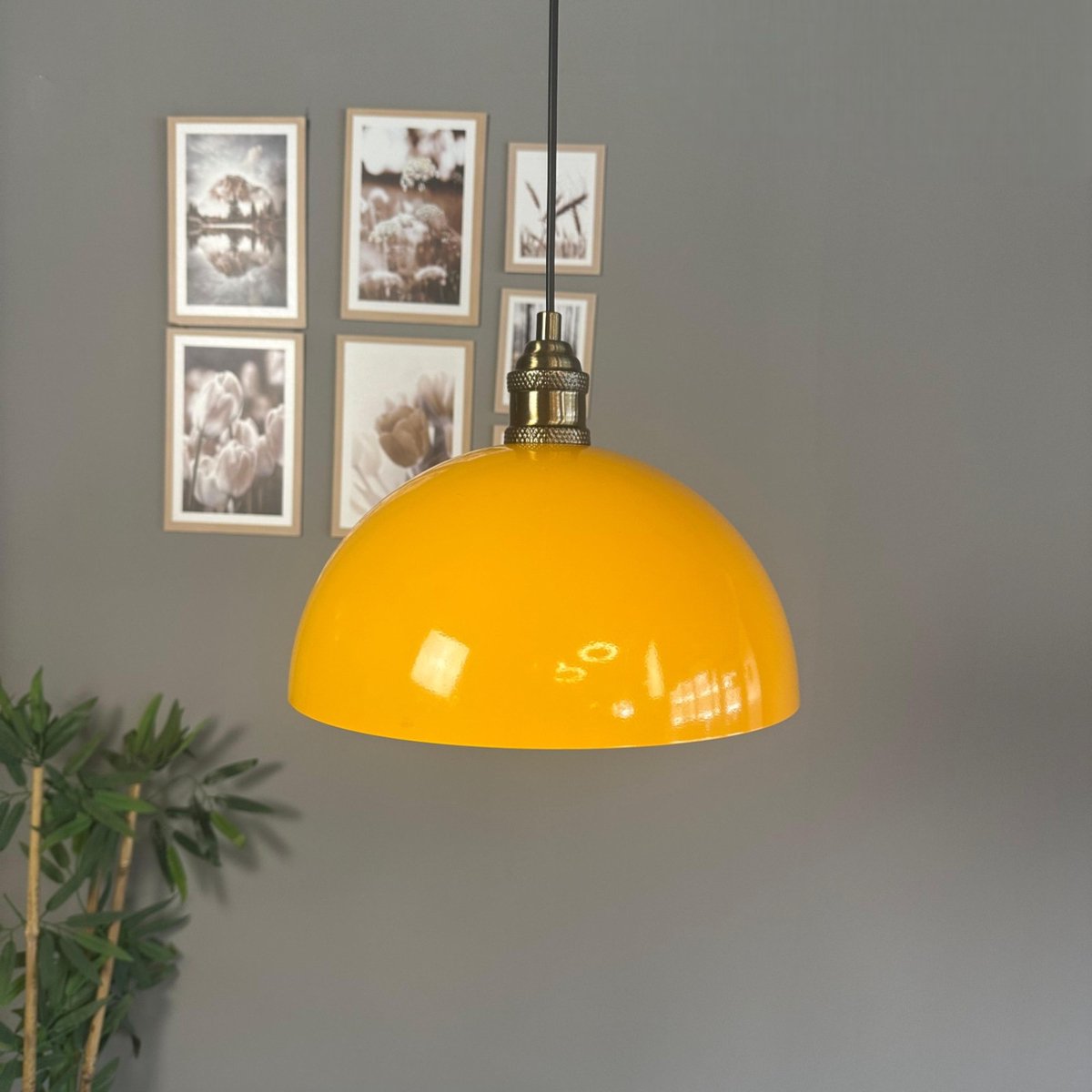 Bamyum Yimpi hanglamp, industriële Modern stijl, Ø30 cm, lichtgeel metalen lamp