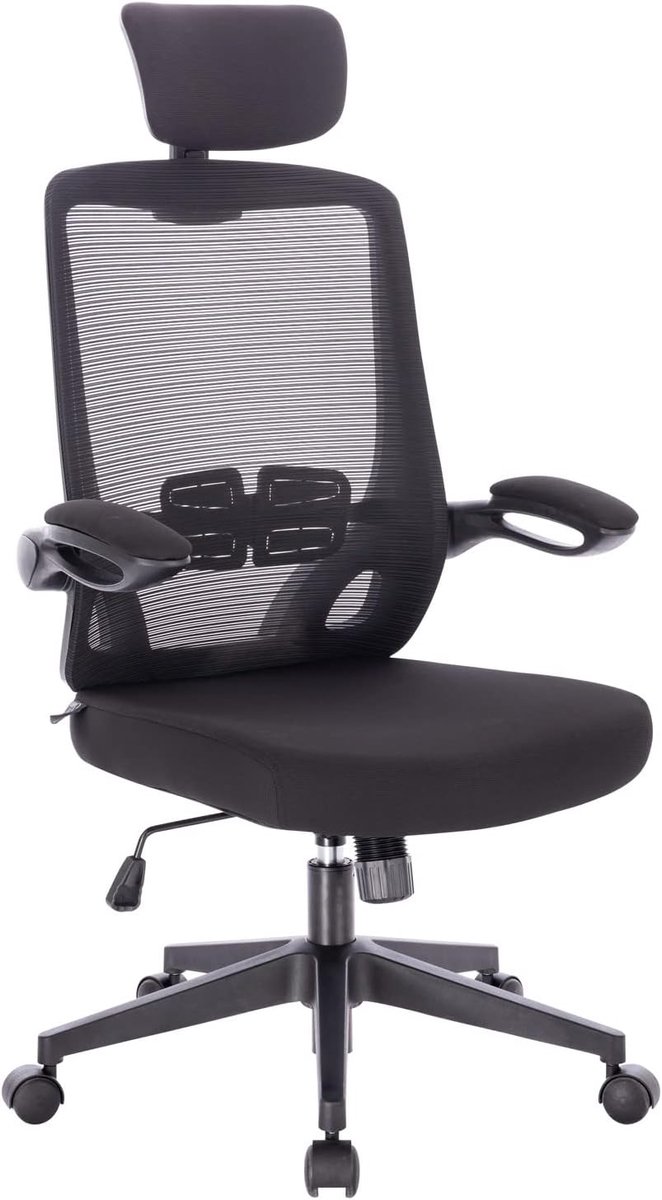 Sam Bureaustoel, ergonomisch verstelbaar, met wielen, zwart