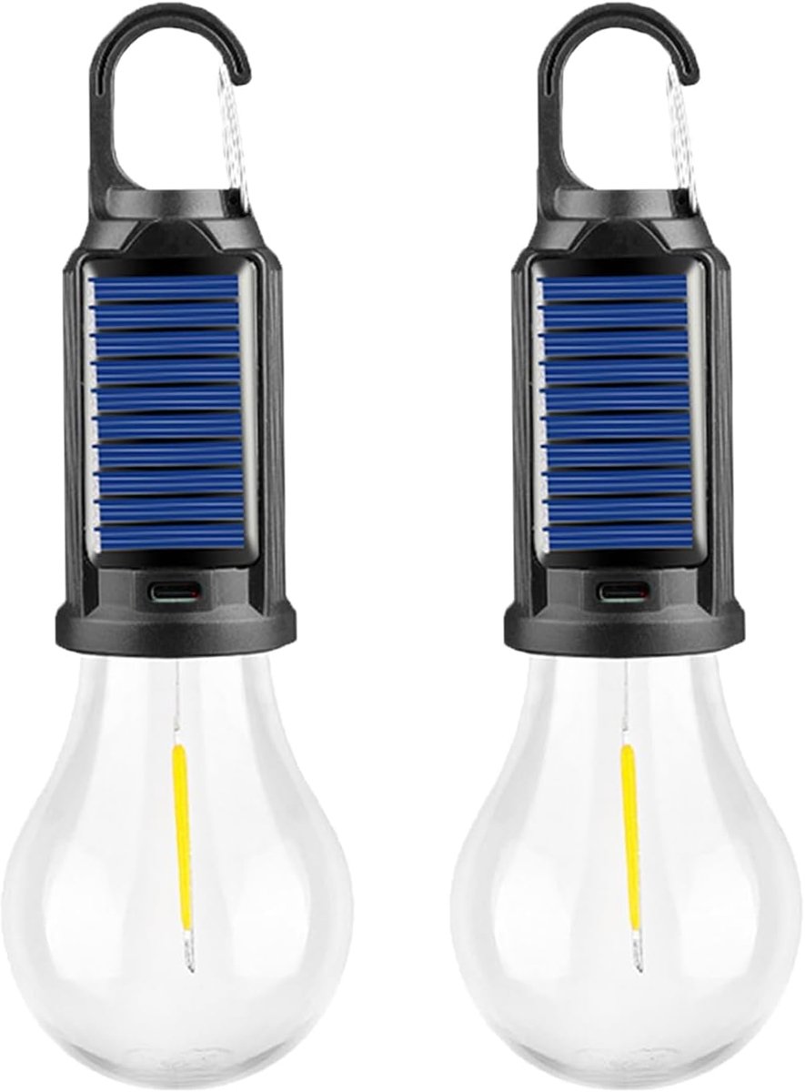 tentverlichting 2 Pack Camping Lantaarn USB Oplaadbare Solar Tent Lichten voor Camping Essentials, Opknoping Lampen met Clip Haak Camping Zaklamp