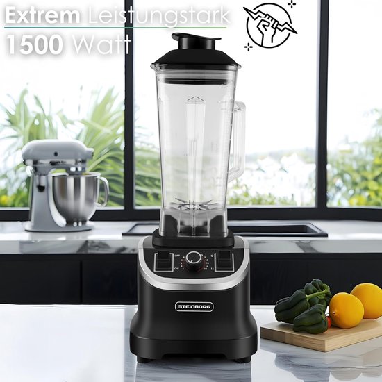 Krachtige Keukenmixer - Multifunctionele Blender - Gezonde Smoothies Maken - 1500 Watt Motor - 2 Liter Kan - Zwart — afbeelding 2