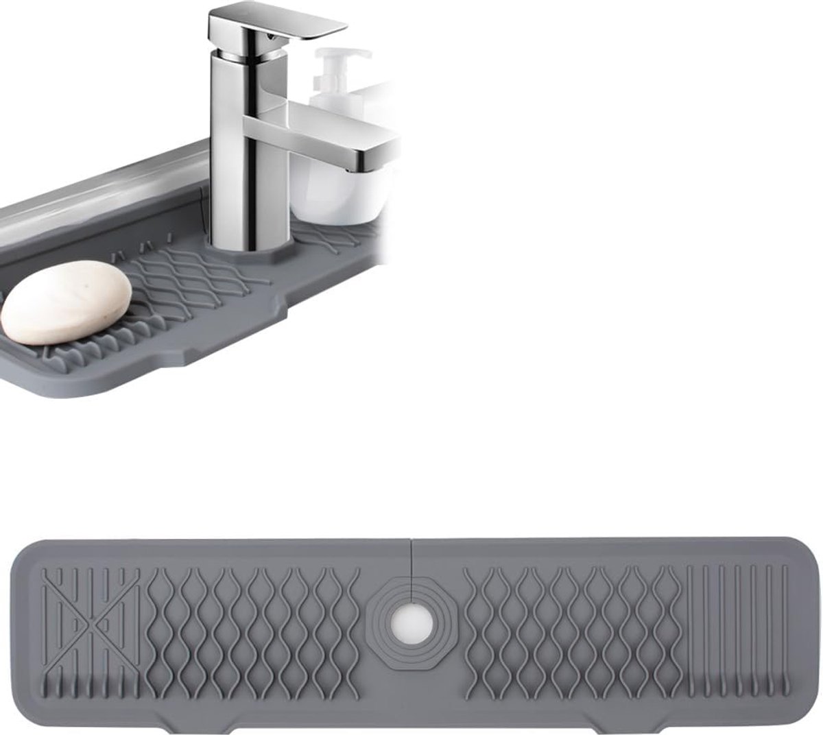 spatbescherming, schuine siliconen kraanmat achter de kraan voor
