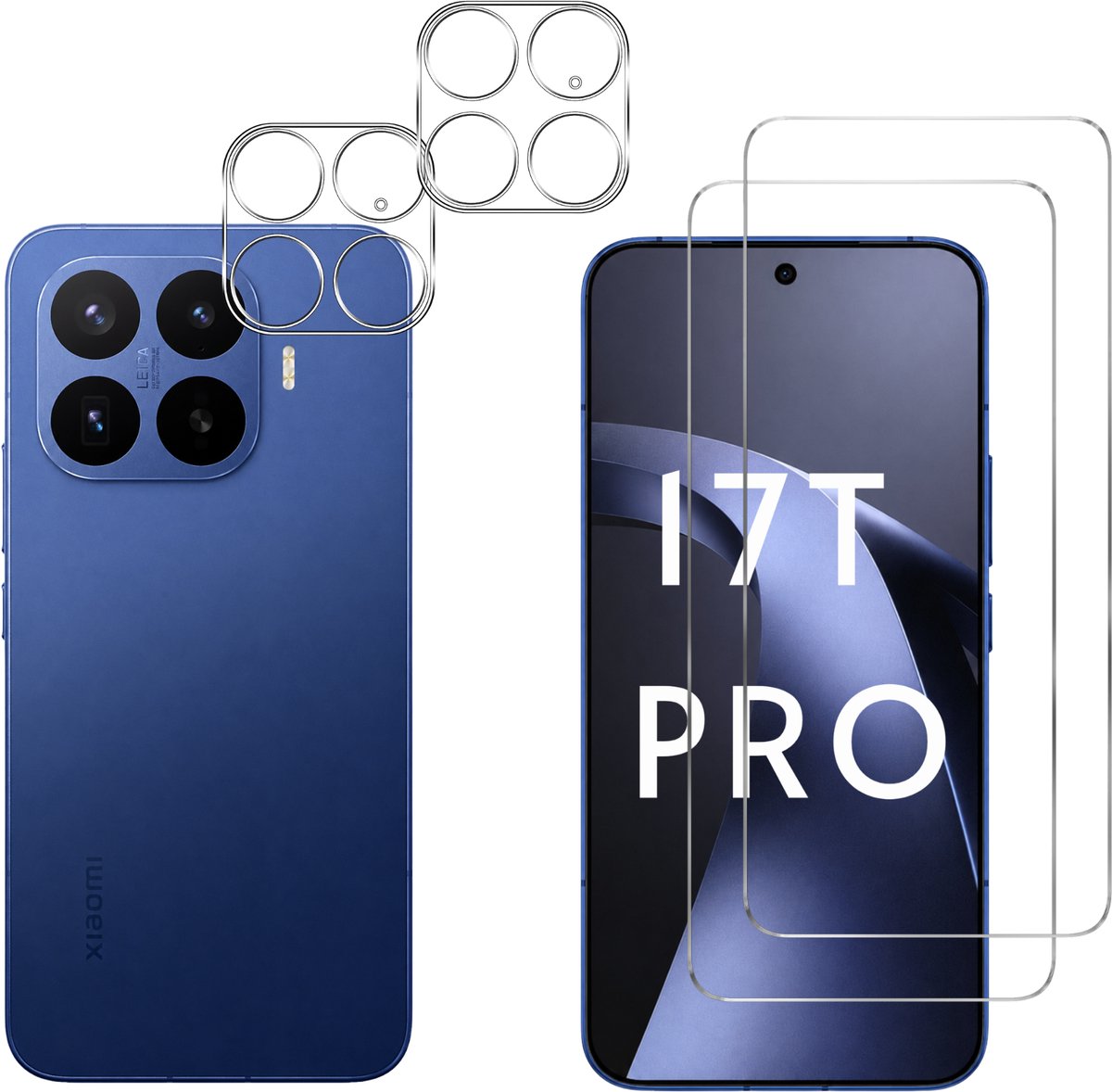 Screenprotector geschikt voor Xiaomi 17T Pro - 2 stuks Beschermglas van glas Transparante glazen schermbeschermfolie + 2 stuks Camera Protector