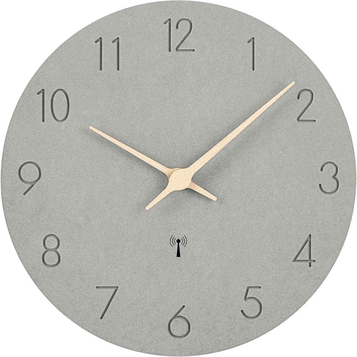 Grote Radiogestuurde Wandklok van MDF en Hout, Stille Quartz Klok van 30 cm voor Thuis, Kantoor en School, Eenvoudig Afleesbaar in Grijs