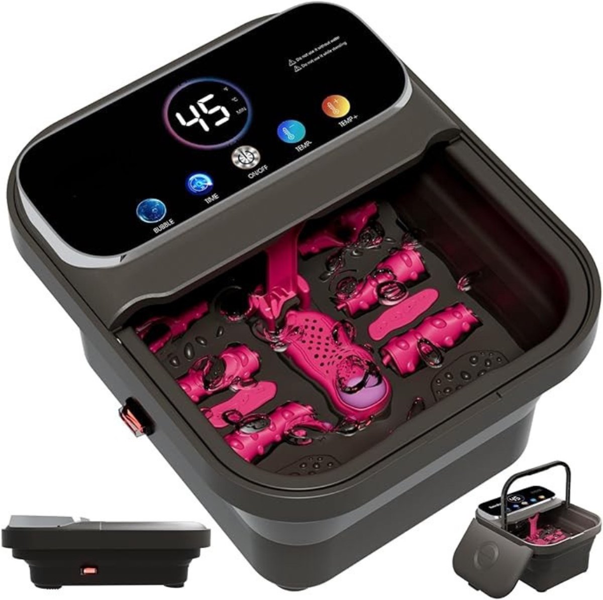 Verte Automatische Voetenbad - Opvouwbaar Voetbad met Digitaal Display en Kleurenscherm – Temperatuurregeling – Timer en 6 Massagerollers – Pedicure-Voetbad met Verwarmingsfunctie – Bubbelfunctie om je Voeten te Ontspannen