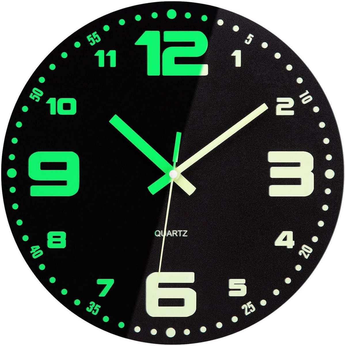 30cm Luminous Wandklok Glimlicht in het Donker Grote Digitale Houten Klok Stil en Non-Ticking Decoratieve Ronde Klok voor Thuis en Slaapkamer