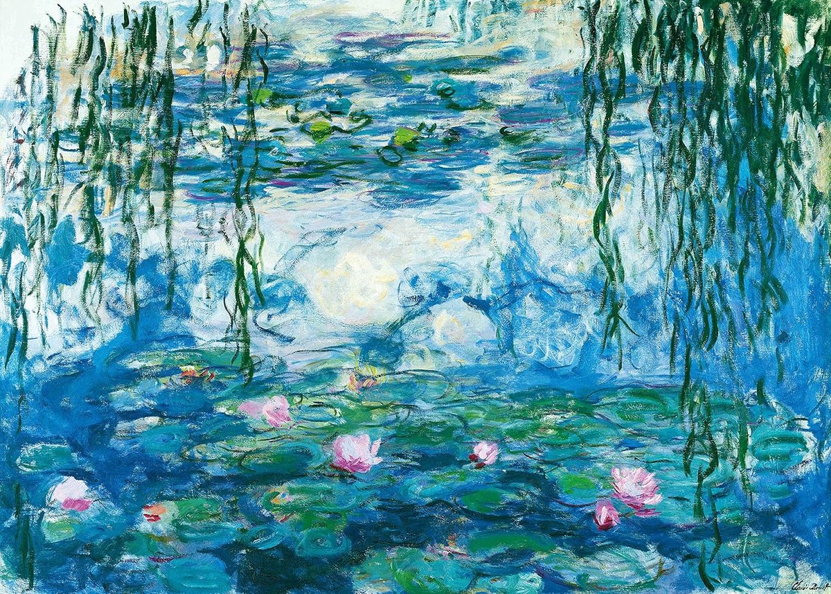 Monet Puzzel 1000 stukjes, waterlelies voor volwassenen, 70 x 50 cm, klassieke puzzels, 1000 stukjes, Monet puzzels voor volwassenen, 1000 stukjes