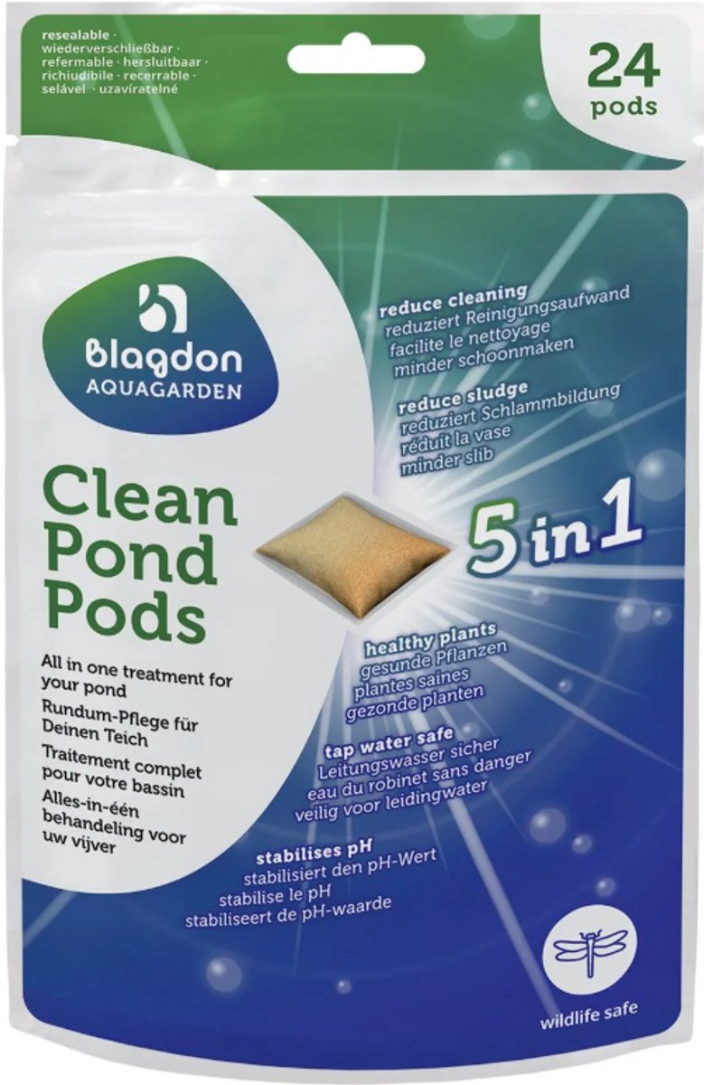 Blagdon Clean Pond Pods L – 24 stuks – 5‑in‑1 Vijverwaterbehandeling – Tegen slib & troebel water