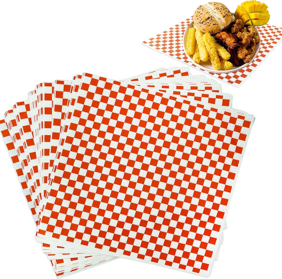 60 vellen voedselverpakkingspapier, 27,9 x 25,4 cm, geruit, voor