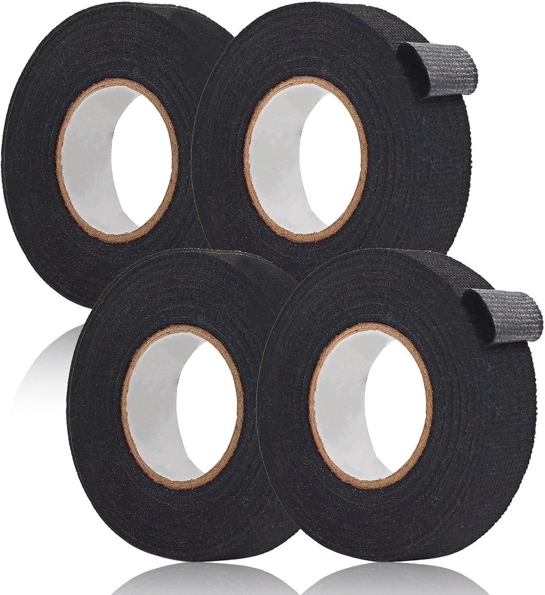 4 stuks zwarte stoffen tape voor kabelboom auto 19 mm x 15 m