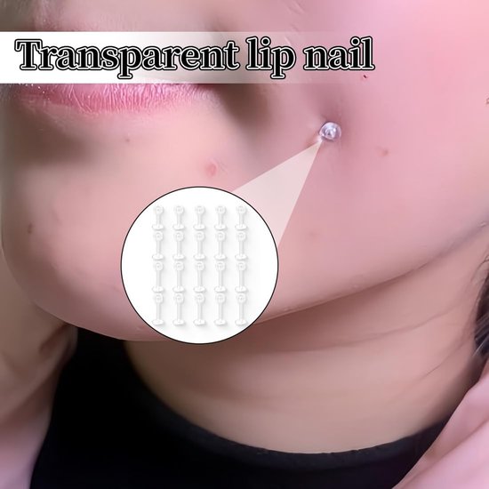 20 stuks lippiercings, lichaamspiercing, transparant, wenkbrauwen — afbeelding 2