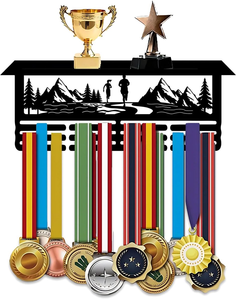 Medaille-hanger, displayhouder, rek, wandmontage, stalen frame, meer