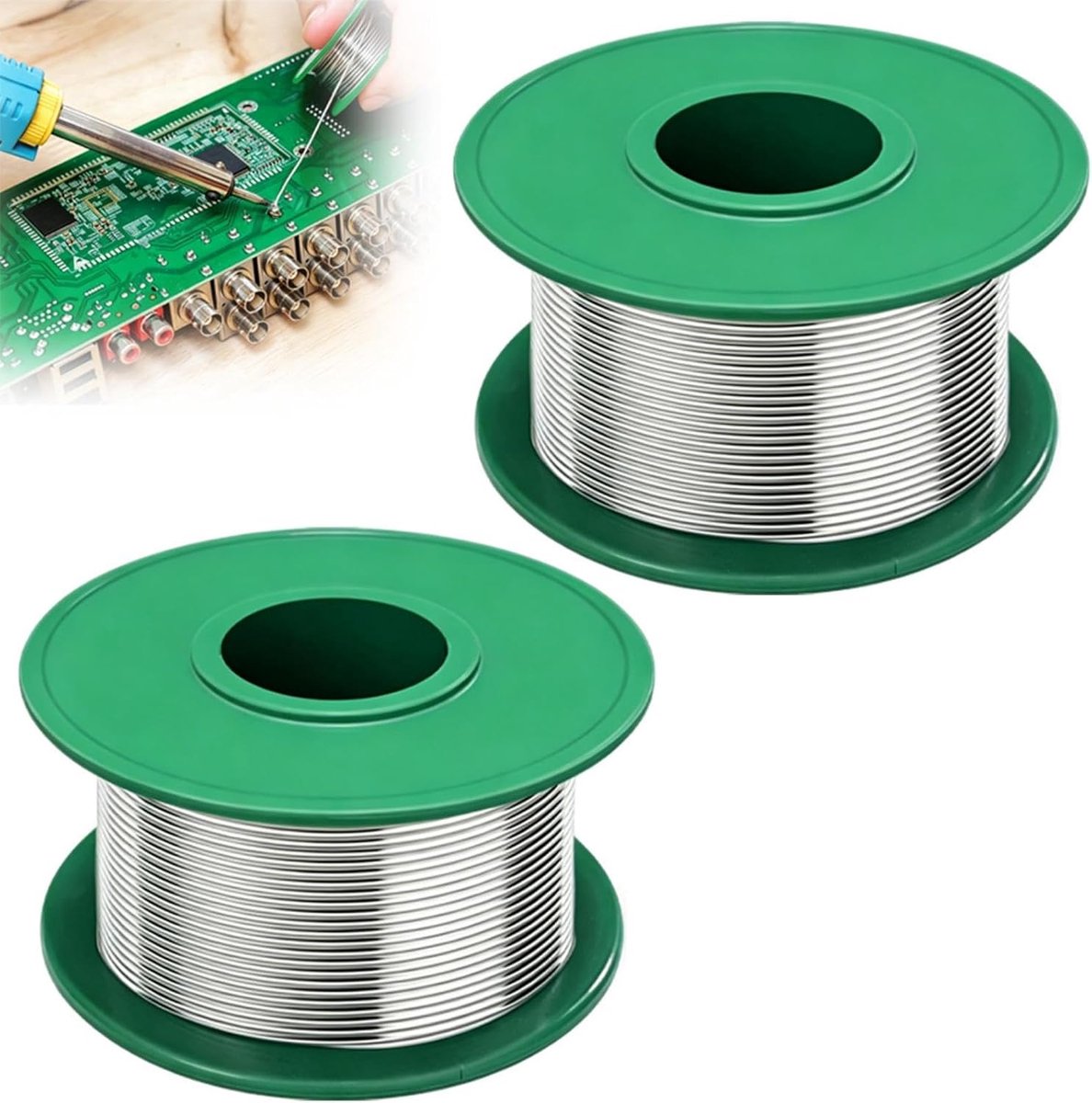 2 stuks soldeertin, 0,8 mm, loodvrij, 50 g, Sn99,3 Cu0,7 soldeerdraad