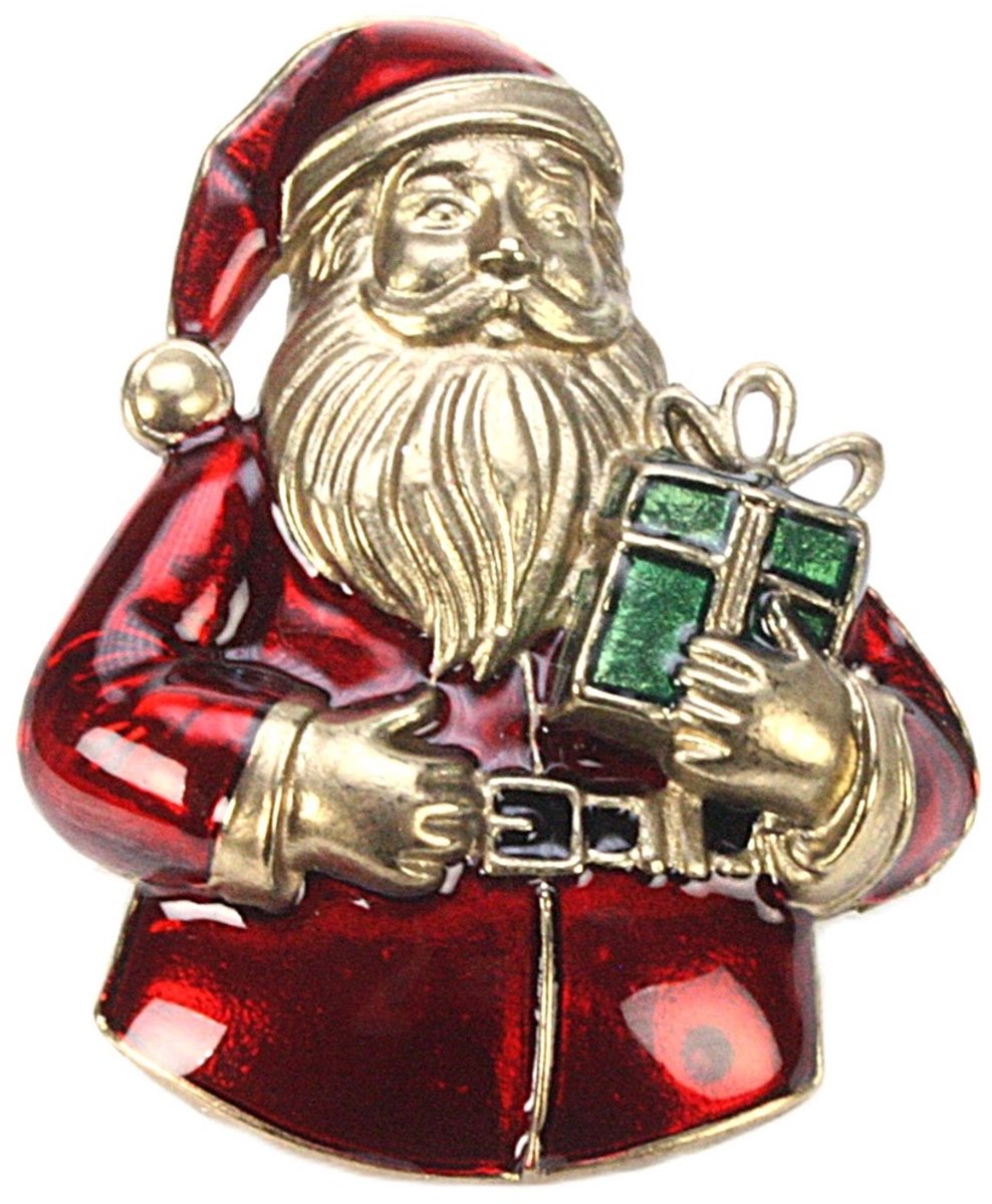 Broche Kerstman met cadeau 4x1x5cm