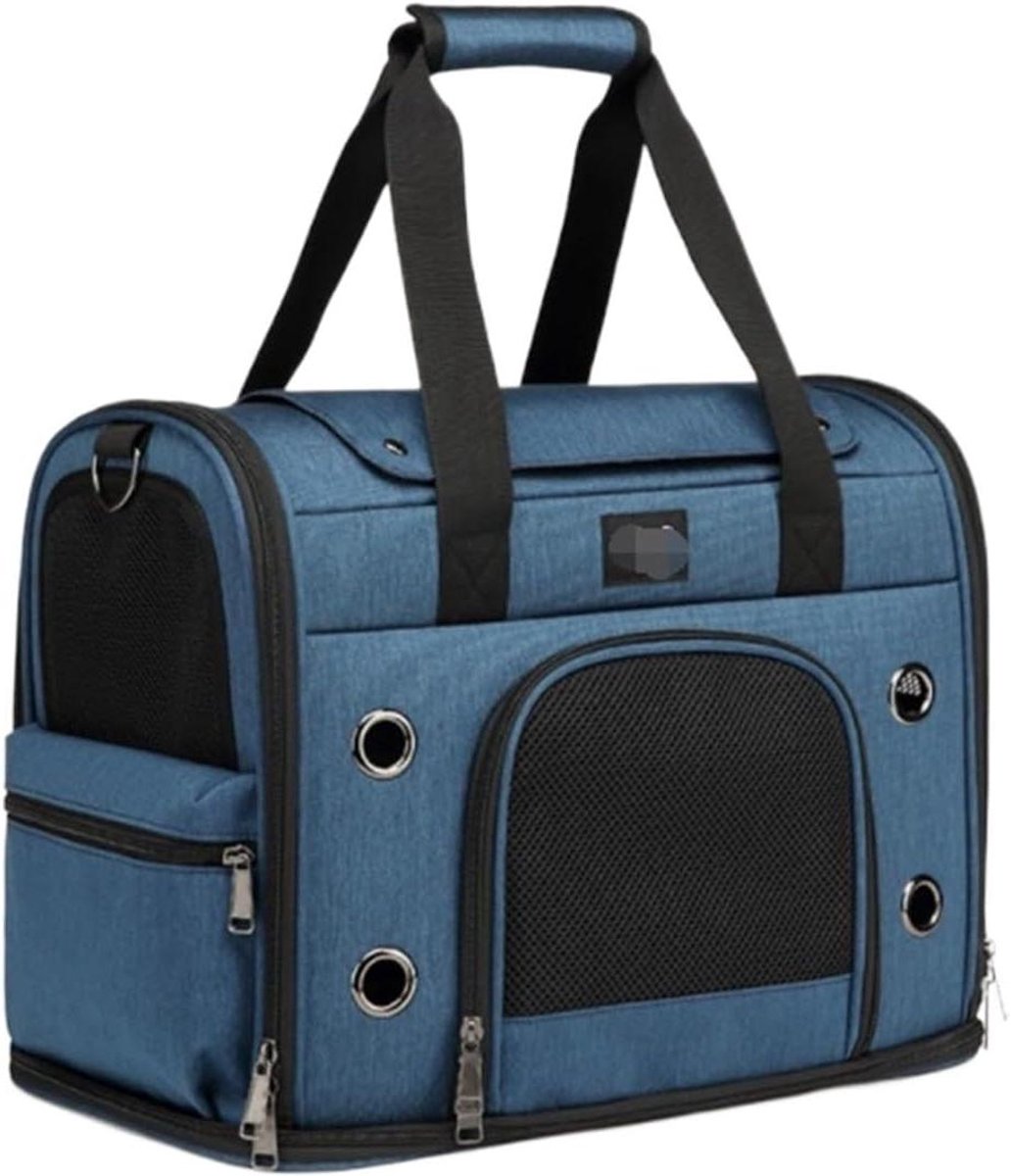 Huisdier Rugzak - Draagtas Huisdieren - Reizen met Huisdier - Ventilatie Gaten - 42x28x34cm - Blauw