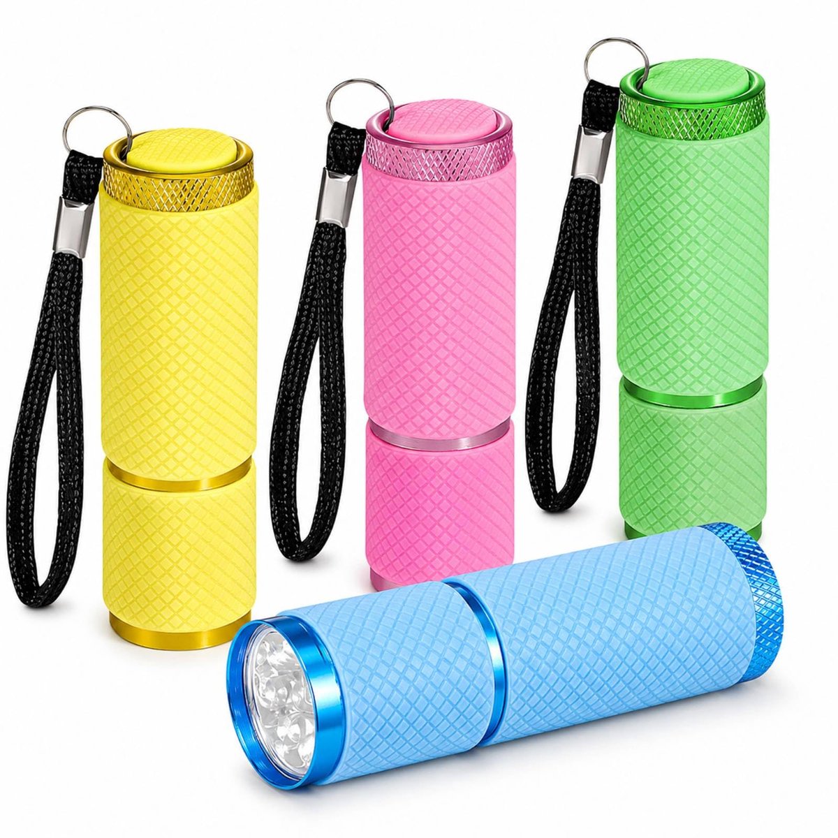 Namajunas - LED Zaklamp sleutelhanger noodpakket - 4-stuks - Compact, Duurzaam en Waterdicht - Voor kinderen, volwassenen, camping en thuisgebruik - Batterijen niet inbegrepen - Zaklamp noodpakket - Zaklamp op batterijen - Noodverlichting